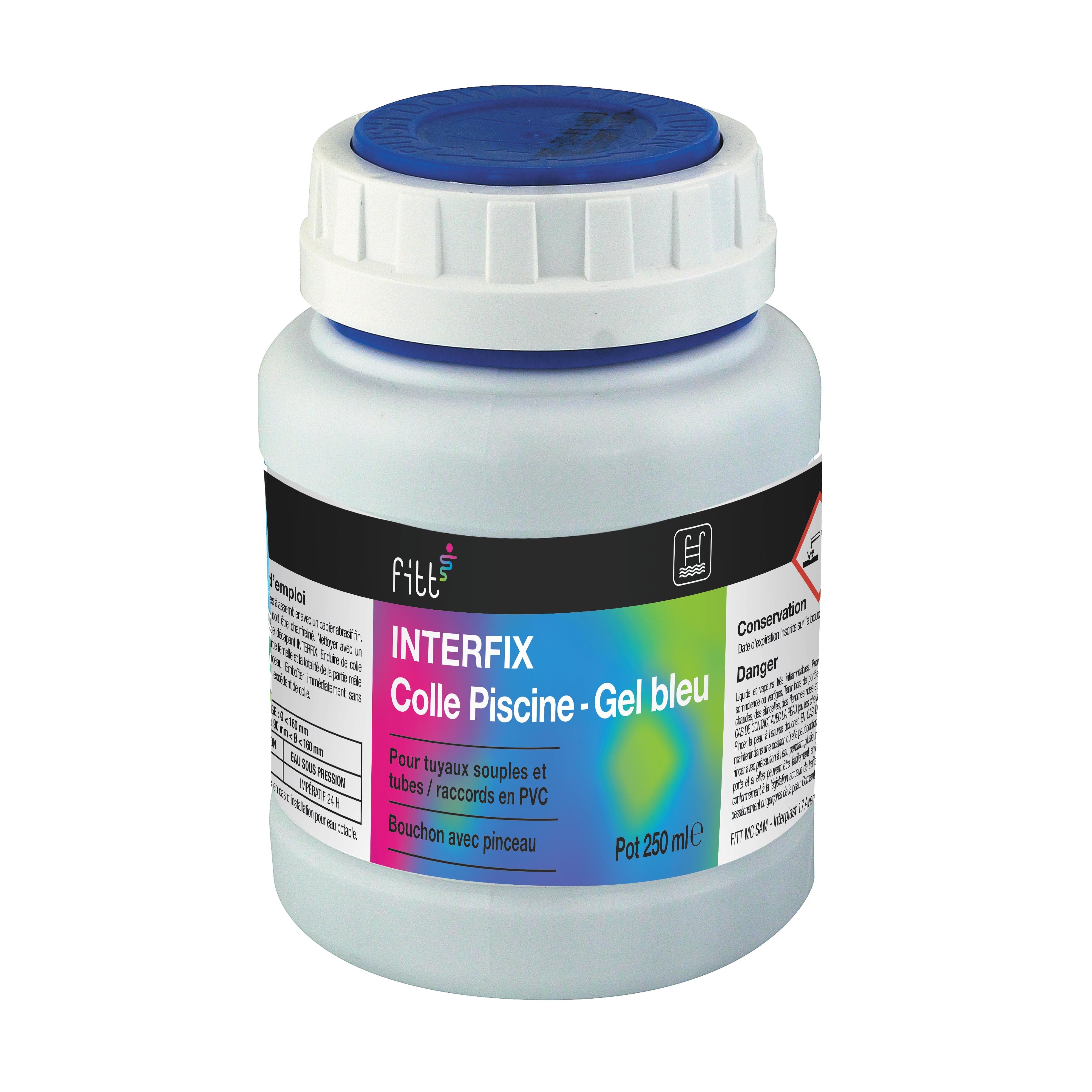 COLLE PVC POT 250ML AVEC PINCEAU SPECIAL PISCINE