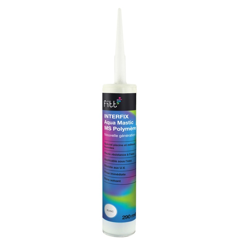 Aqua Mastic MS pour piscine applicable sous l'eau polymère blanc 290ml