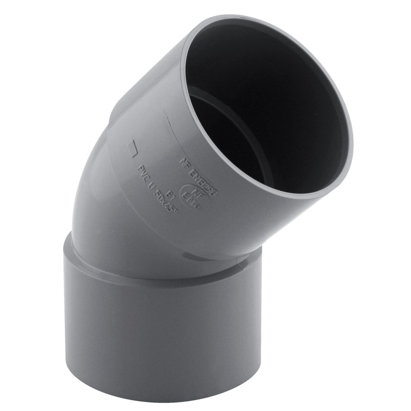 Coude PVC évacuation 45° femelle/femelle Ø50