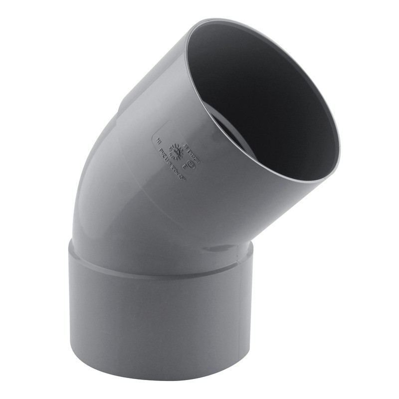 Coude PVC évacuation 45° femelle/femelle Ø100
