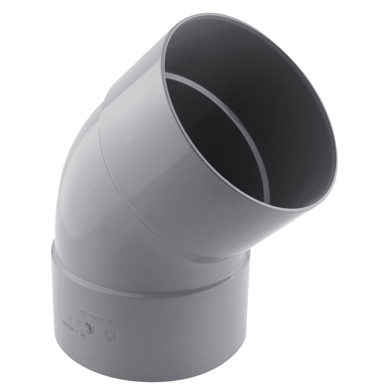 Coude PVC évacuation 45° femelle/femelle Ø125