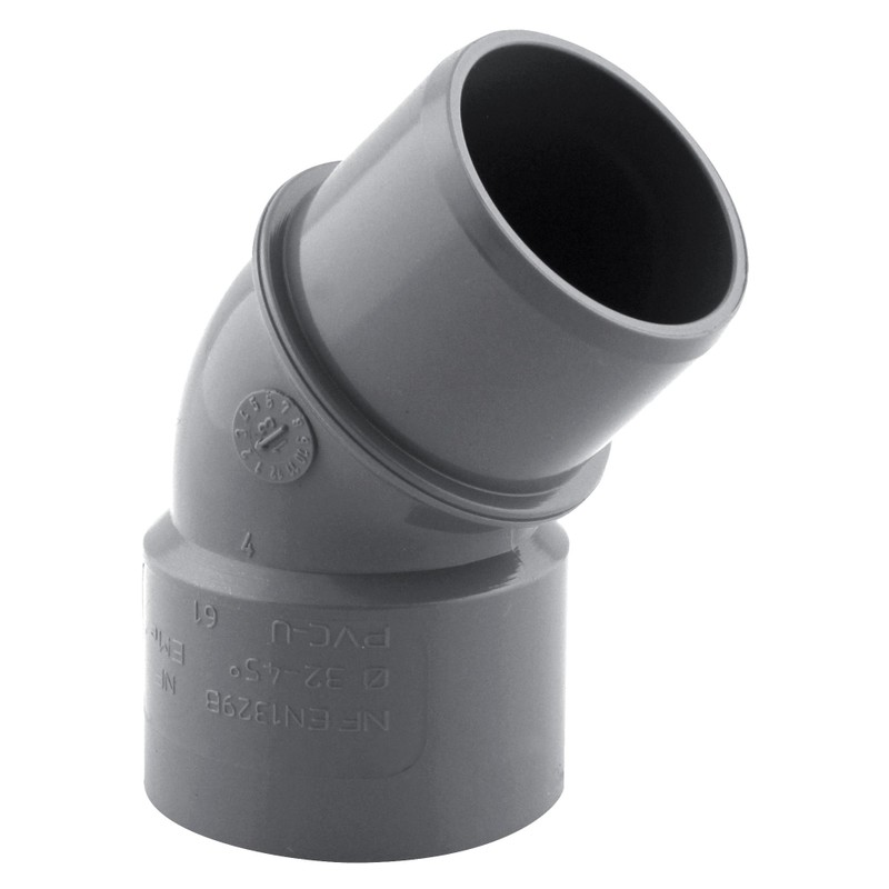 Coude PVC évacuation 45° mâle/femelle Ø32