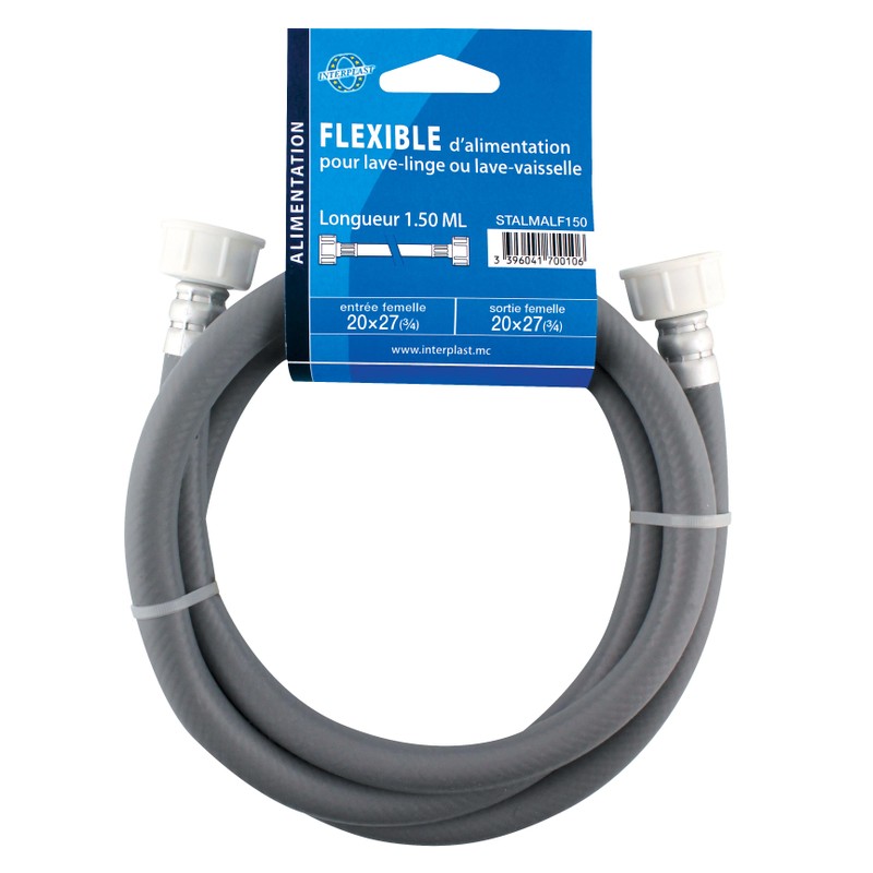 Flexible d'alimentation machine à laver Ø3/4" fem/fem longueur 1,50m